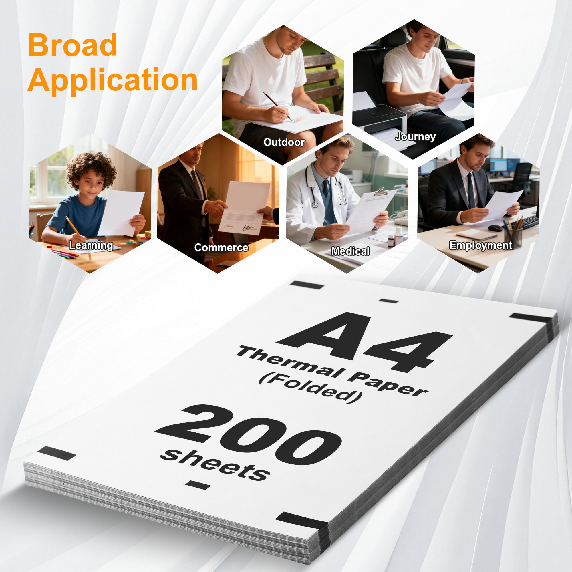 Carta termica A4 210x297 mm pieghevole per stampanti termiche 200 fogli