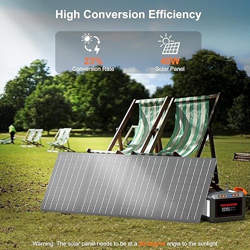 Miniatura 7 de MARBERO - Generador solar de 148 Wh con panel solar incluido, estación de energía portátil de 200 W con panel solar plegable de 40 W, set para