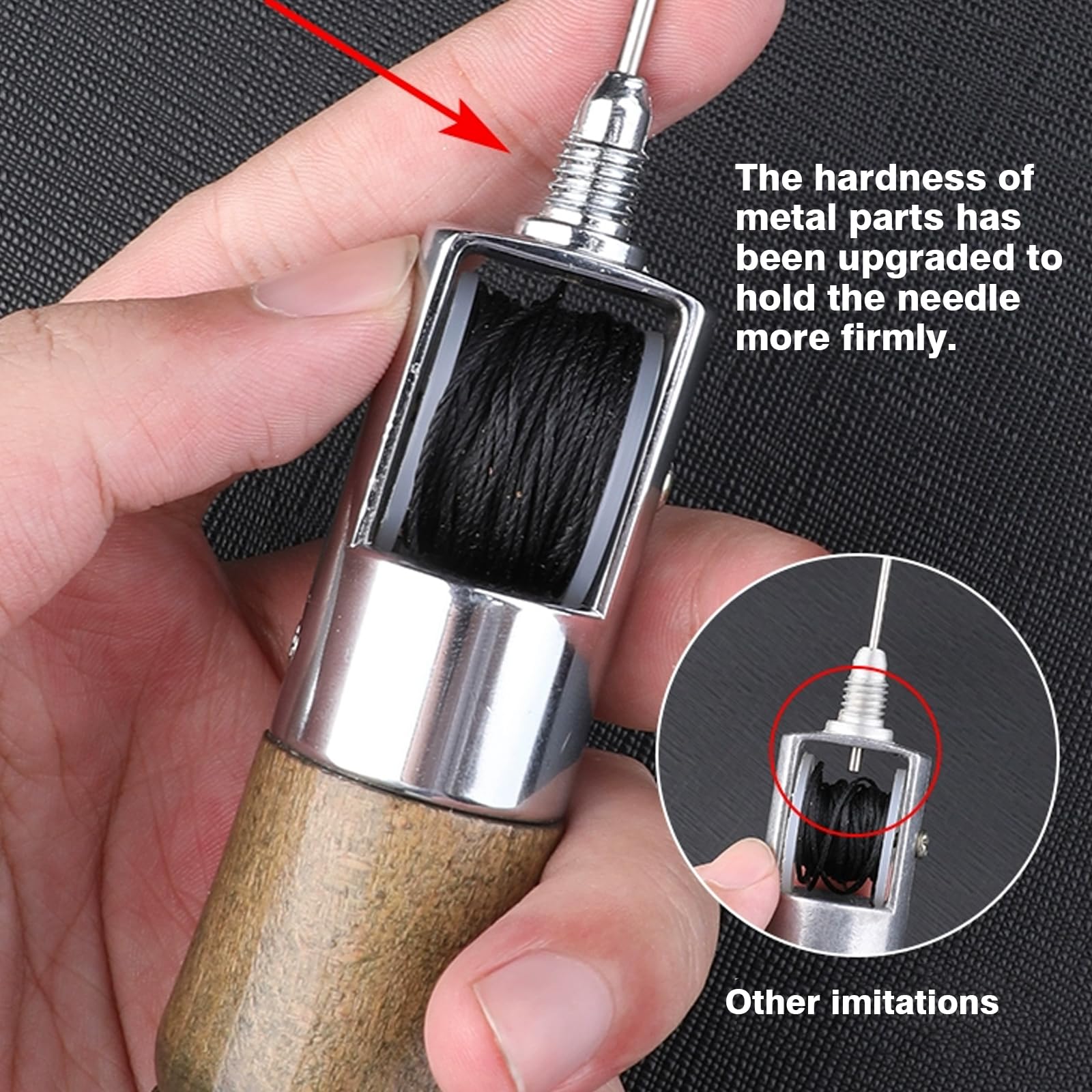 Set Awl in pelle, Strumento di riparazione della scarpa in pelle dell'ago da cucire, Ago da cucire automatico della cucitura della cucitura, Per la cucitura rapida, 3 aghi + manico di rame