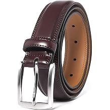 Genuine Leather Dress Belts For Men - Mens Belt For Suits, Jeans, Uniform With Single Prong Buckle