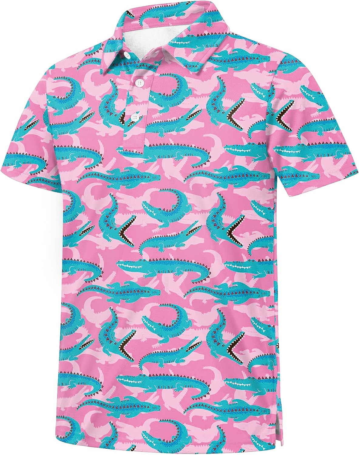 Boys Quick Dry Golf Polo Shirt Tropical Hawaiian Print Short Sleeve Collared Tops for School Beach Vacation 5-14 Years
