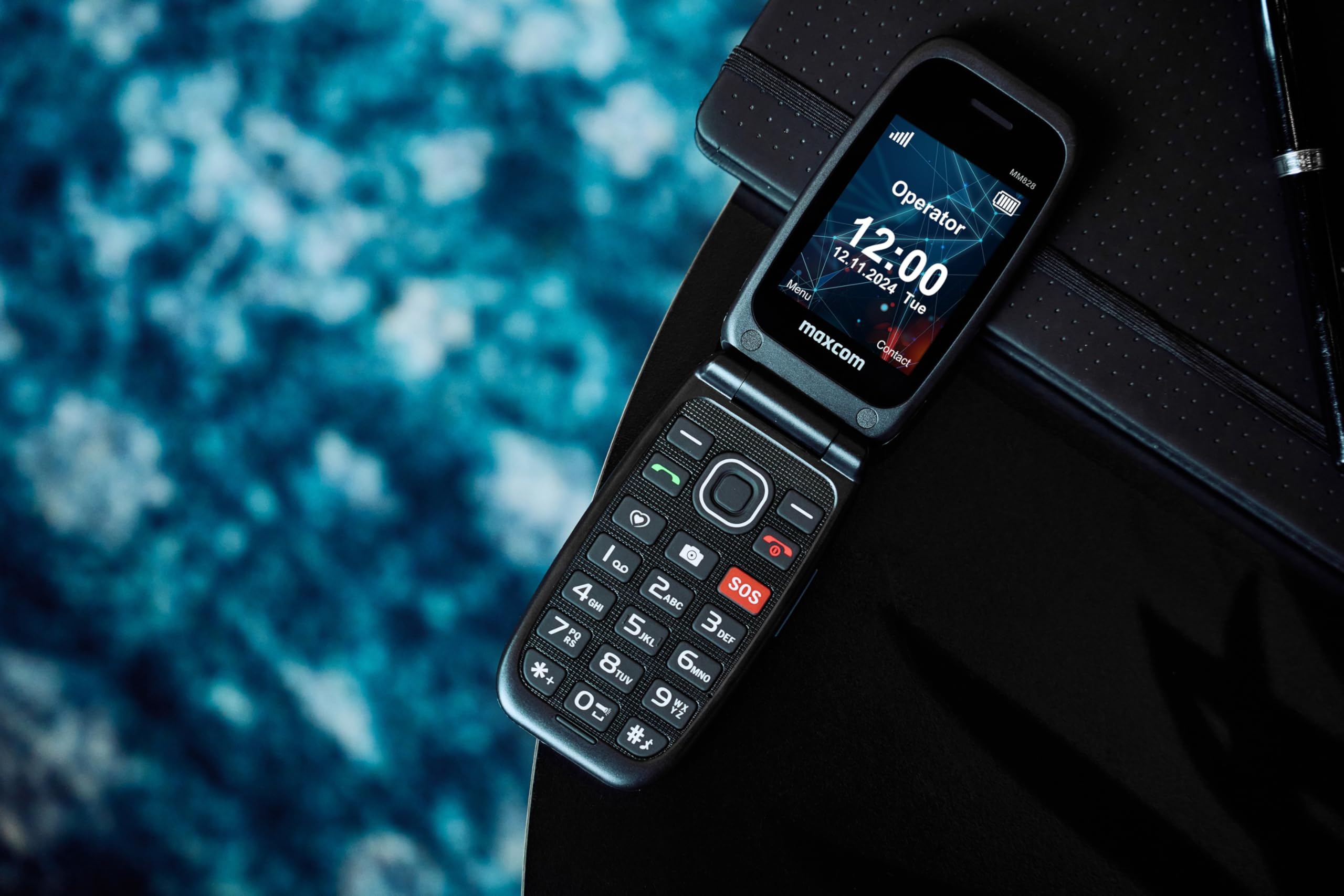 MAXCOM MM828 - Telefono cellulare 4G per anziani con flip cover, tasti e icone grandi, pulsante SOS, 8 contatti di chiamata rapida, marcatura diretta, schermo 2,4", batteria 1200 mAh, blu