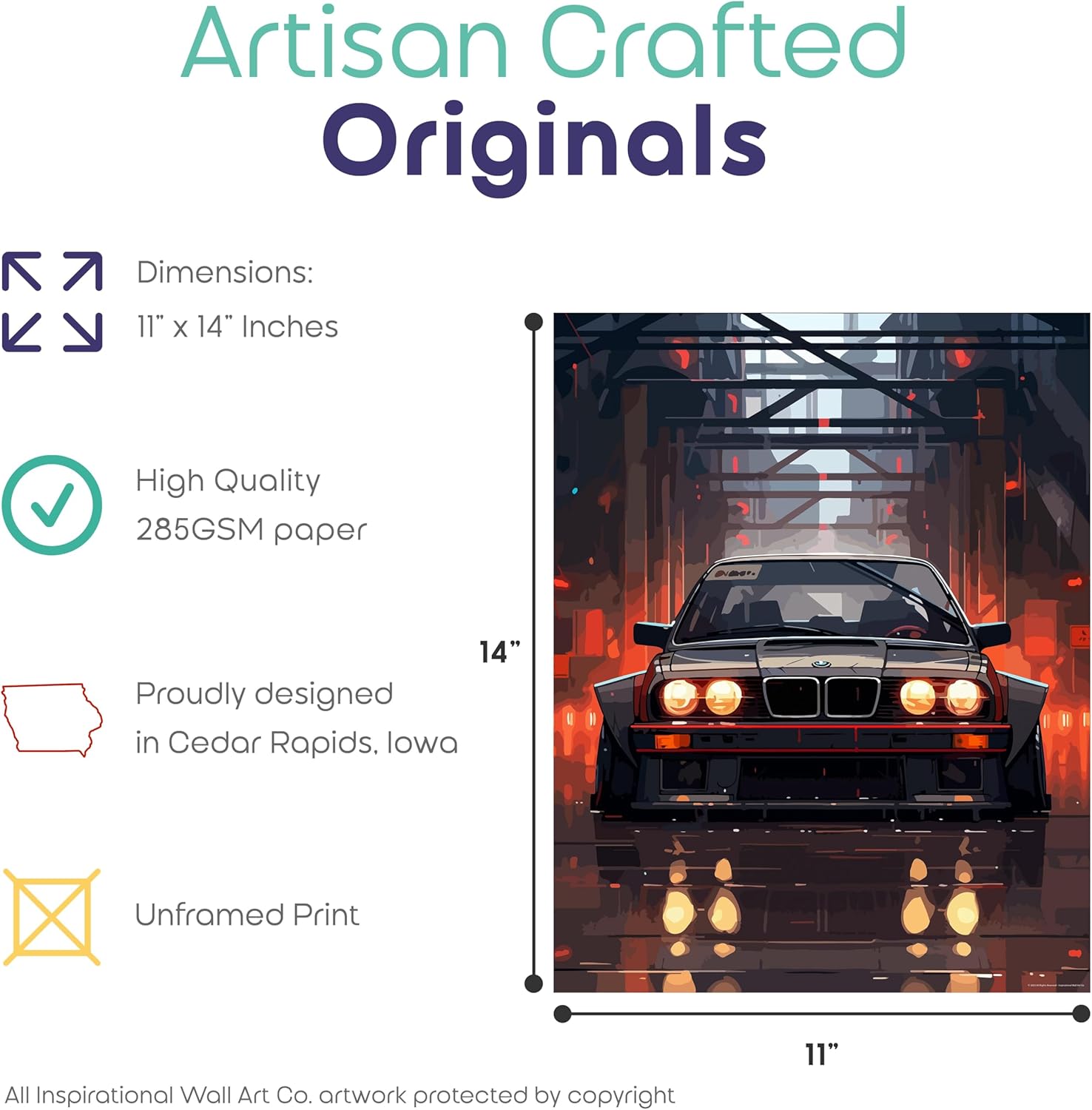 Inspirational Wall Art Co. - Thrill | 1984 BMW E30 M3 Poster - Car Posters for Boys Room - Car Wall Decor - Car Room Dec 2