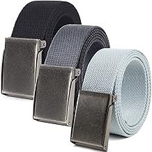 Mile High Life Canvas Fabric Belt Adjustable Brushed Silver Nickel Buckle
