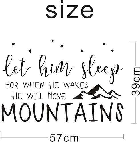 Miniatura 4 de Calcomanía de pared con texto en inglés Kids Let Him Sleep for When He Wakes He Will Move Mountains, calcomanías de pared de vinilo para habitación