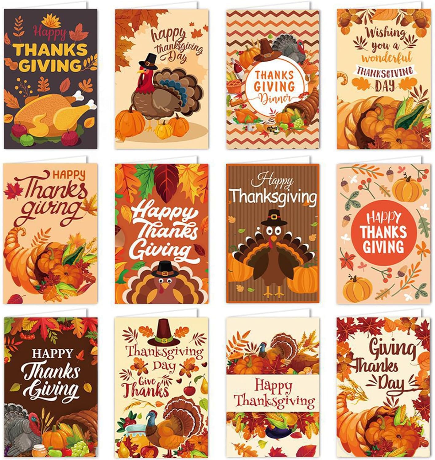 Qpout 24 Pack Thanksgiving Cards with Envelopes & Sealing