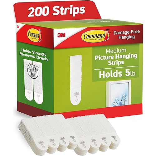 Command 10 lb Medium Picture Hanging Strips 100 Pairs (200 Command Strips), Damage-Free Hanging Picture Hangers, Great for Home Decor, White Adhesive