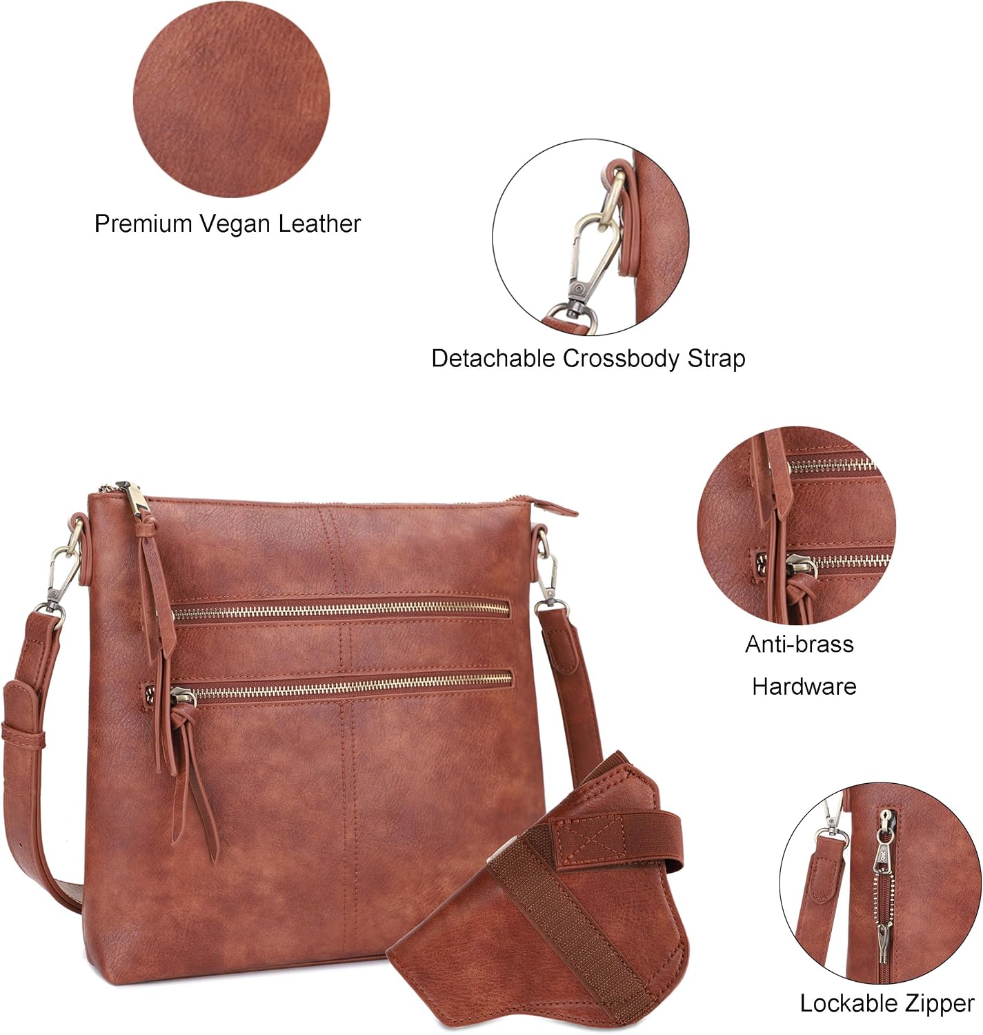 JESSIE & JAMES Large Concealed Carry Purse for Women Multi Pocket Concealed Carry Crossbody Bag