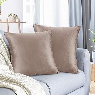 Nestl Throw Euro Pillow Covers, Cozy Velvet Decorative Pillow Covers 26 x 26 Inches, Soft Solid Couch Pillow Case for Sofa, Bed and Car, Set of 2 - Taupe Sand