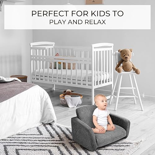 Miniatura 4 de ZICOTO Cómoda silla para niños pequeños  Elegante tumbona 2 en 1 hecha de espuma viscoelástica que se despliega fácilmente en un suave sofá de bebé