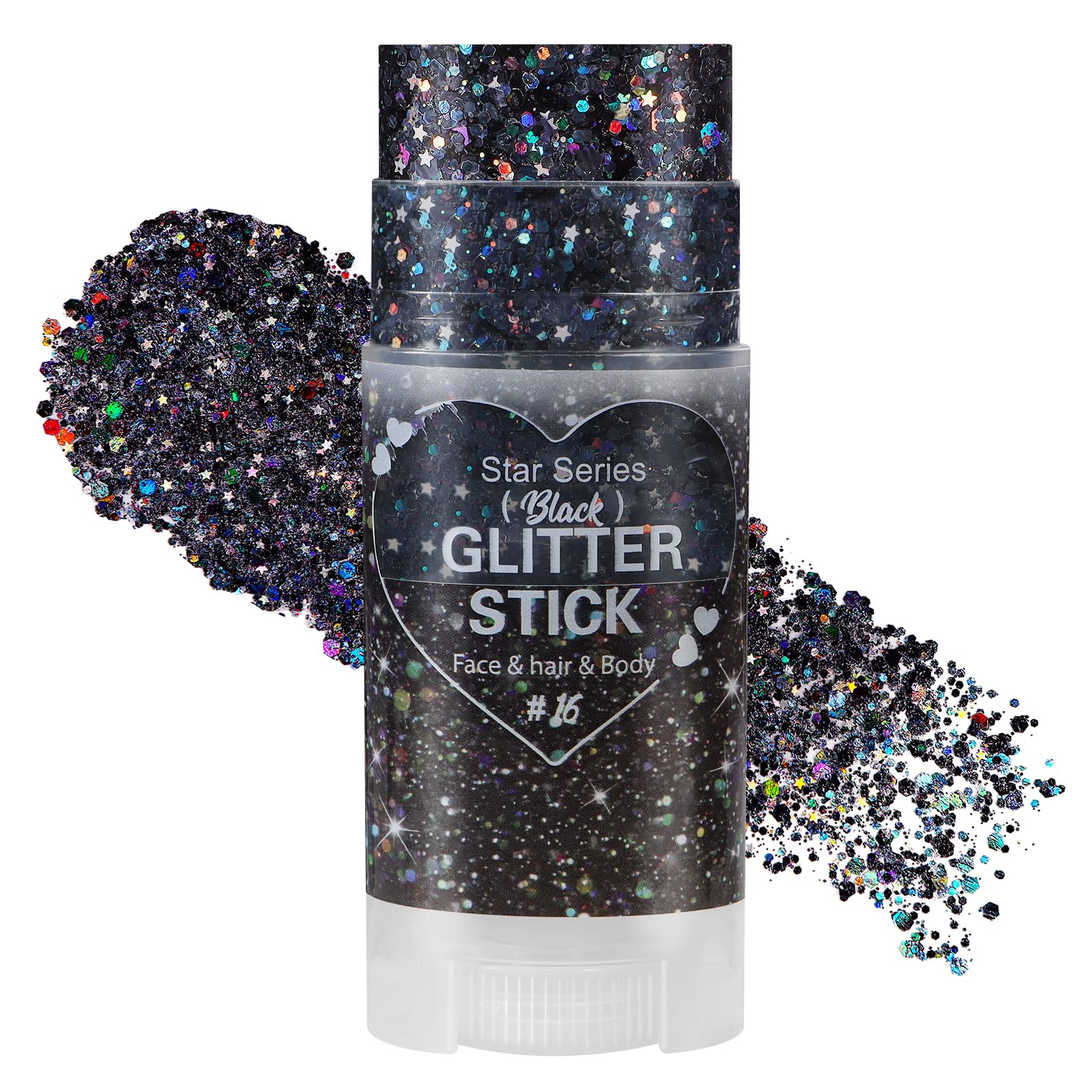 Mysense Black Body Glitter Stick,Halloween Face Hair Glitter for Women Kids