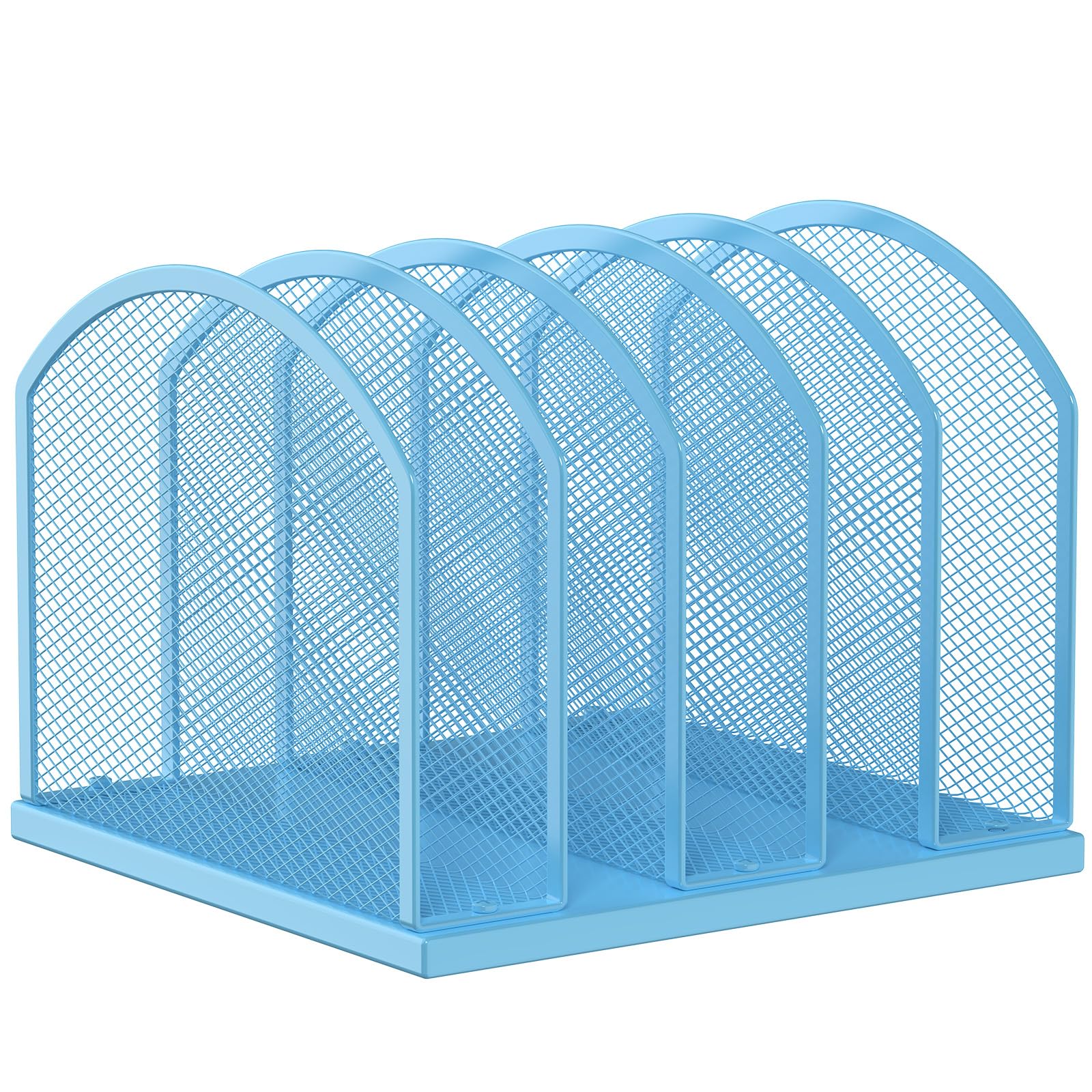 Gawerk 5-Section Vertical Desktop Organizer, 5-Section Mesh File Folder Stand Sorter for Office Home Classroom Organization (1, Blue)