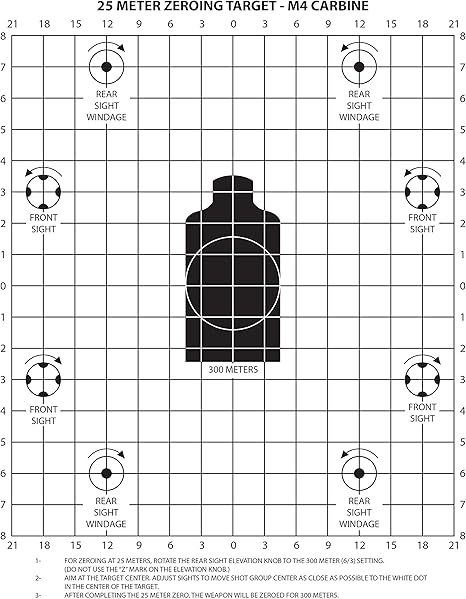 amazon com plustactical m4 carbine 25 meter zeroing target on ez peel notepad sports outdoors