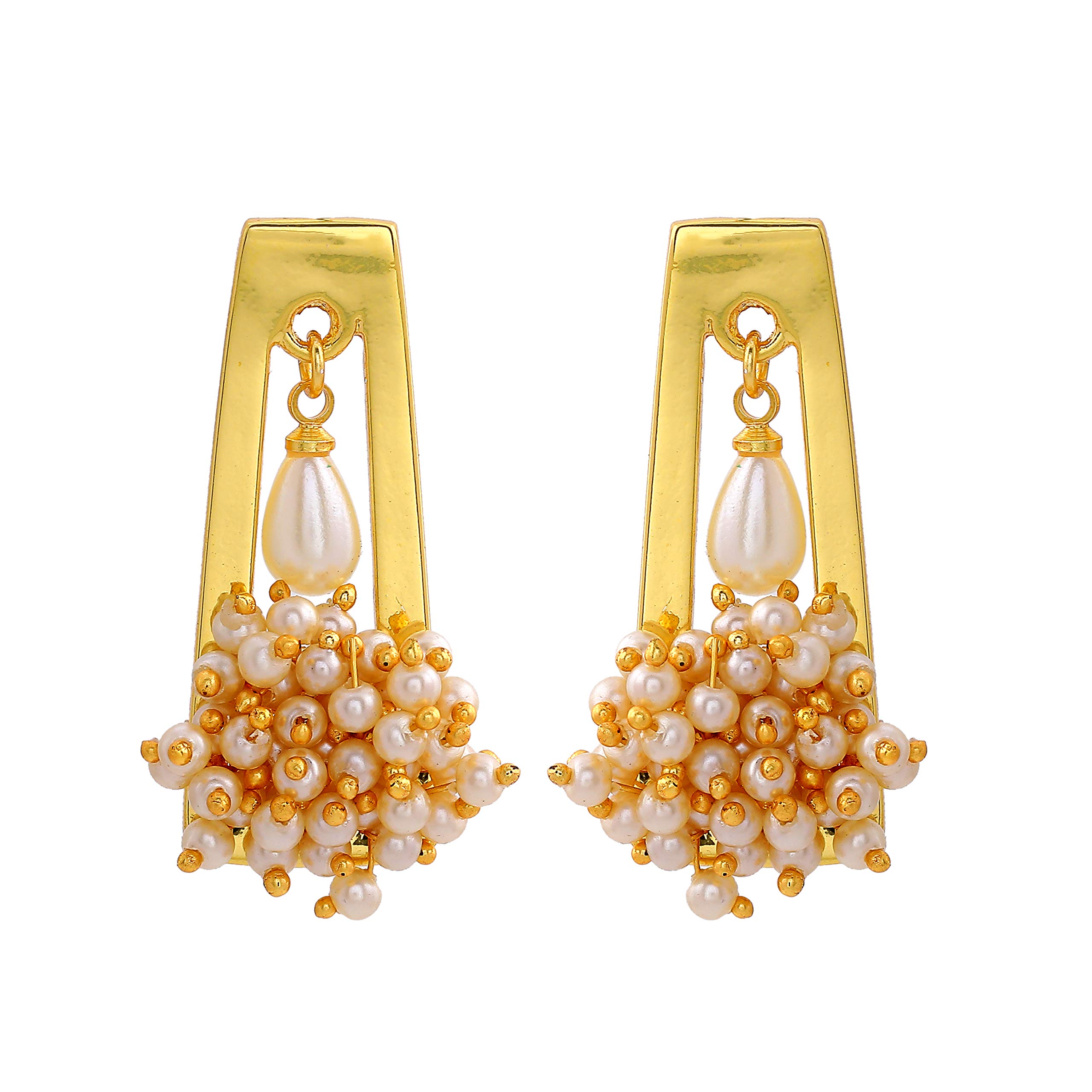 Estele - Gold Tone Pearl Reef Stud Earrings For Women (B08KX3QT1M) Amazon Price History, Amazon Price Tracker