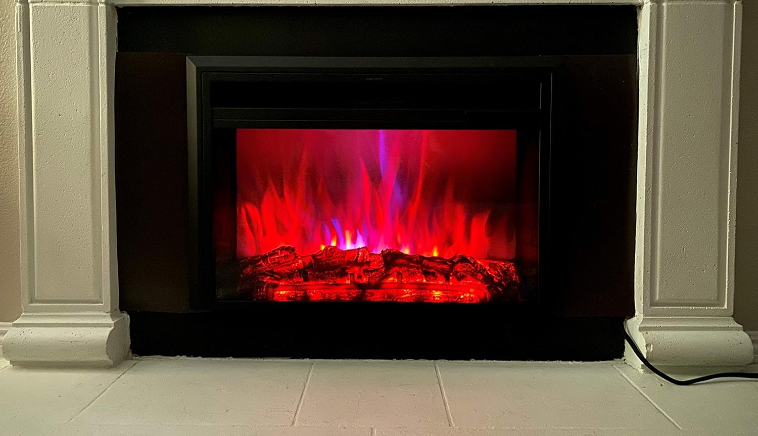 XBrand 32 Inch Black Insert Electric Fireplace Heater w/Remote Control, LED Flame Effect and Temperature Limiting Control, Electric Fireplace Insert with Heat