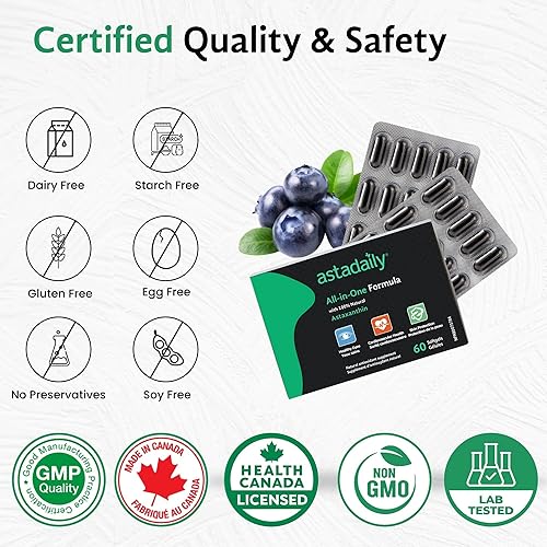 Miniatura 6 de Suplementos de astaxantina, astaxantina 6 mg con luteína Omega 3 Resveratrol máxima absorción Scupport para la salud de los ojos, corazón y piel, 60