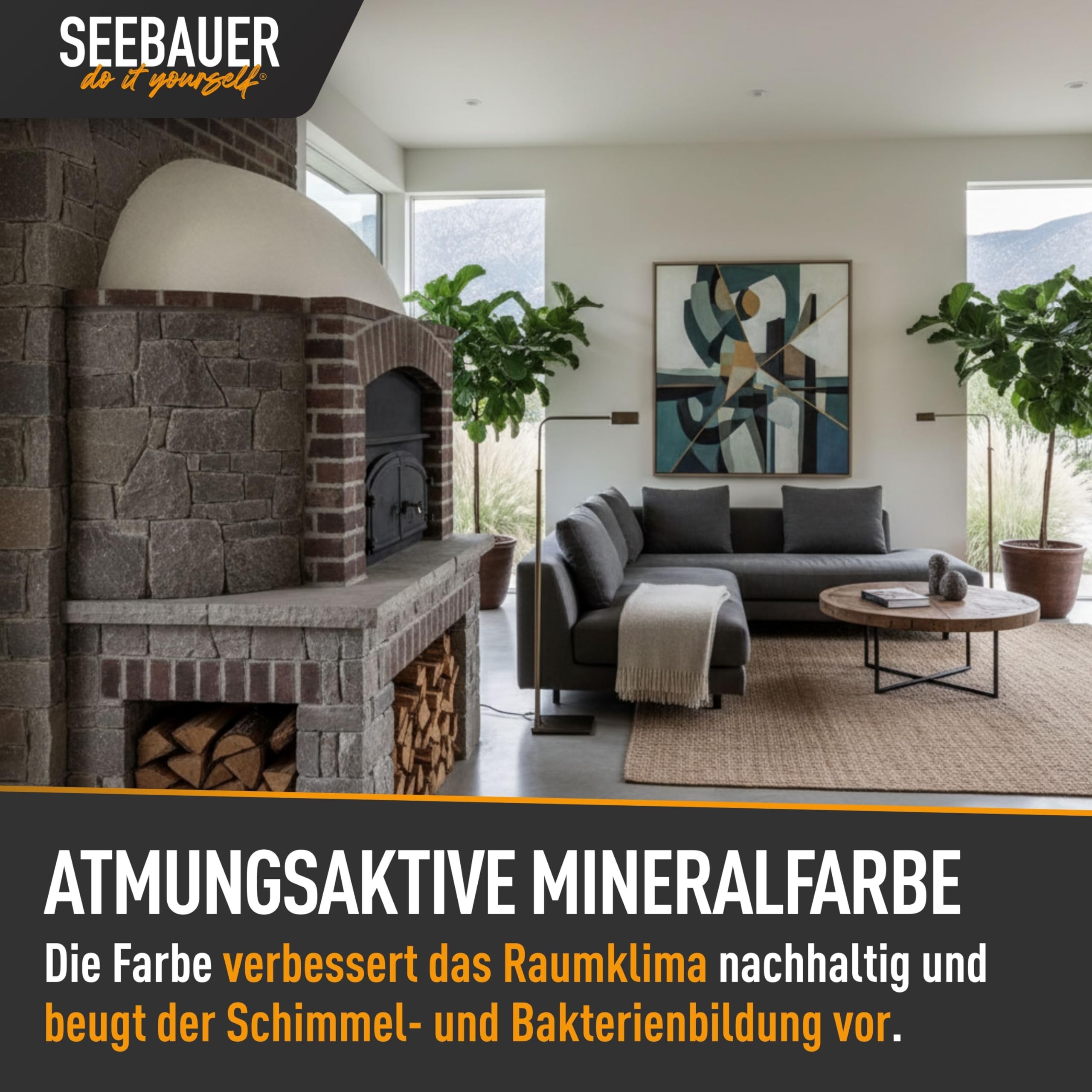 Ofenfarbe Weiß für Innen 2,5L (No. 000 Weiß) - Hitzebeständige Wandfarbe für Putz, Beton & Mauerwerk - Abwaschbare Farbe für Kamin und Kachelofen