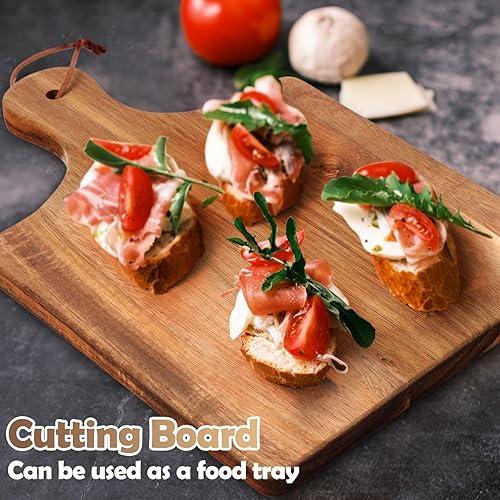 Miniatura 5 de Tioncy Juego de 3 tablas de cortar de madera de acacia grandes de 16.5 x 13 pulgadas, 13.3 x 10 pulgadas y 11.5 x 9 pulgadas, tablas de charcutería