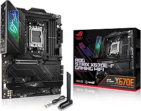 ASUS ROG STRIX X670E-F GAMING WIFI AMD X670 AM5 Ryzen™ Desktop 9000 8000 e 7000 placa mãe ATX, 18+2 estágios de energia, DDR5, 4x slots M.2 com dissipador de calor, PCIe® 5.0, USB 3.2 Gen 2x2, WiFi