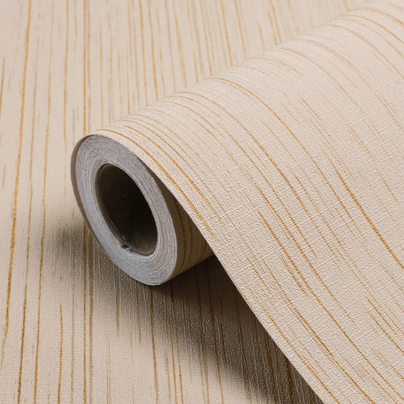 Papier peint autocollant à décoller et à coller en toile de gazon beige, 40 x 305 cm, papier peint amovible, pour armoires, comptoirs