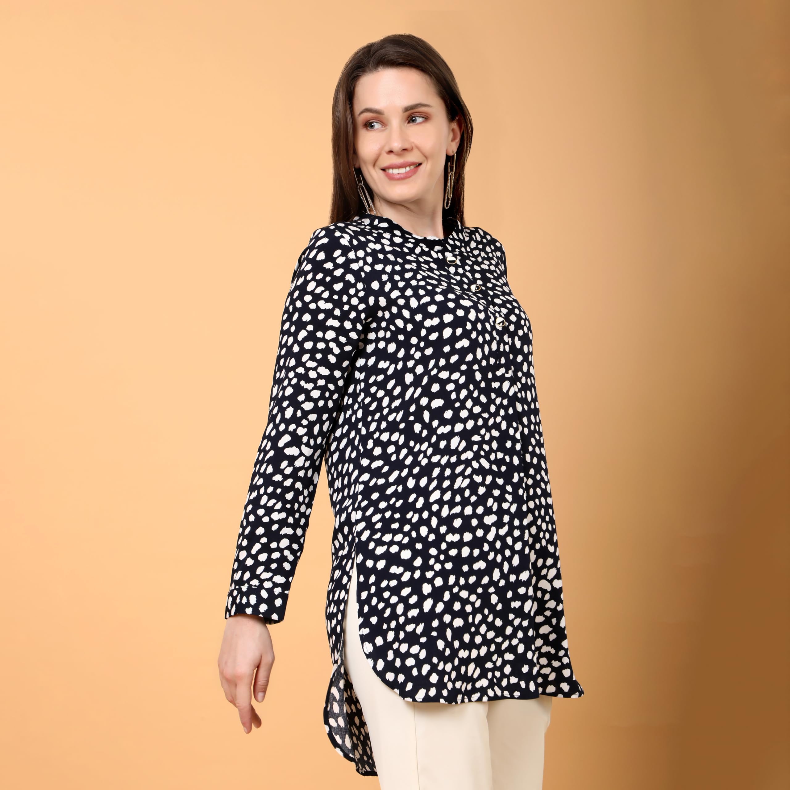 TAMISKA BY NARENDRA KUMAR Western Tunic for Women | Regular Wear,Rayon Material Printed Tops For Girls | Girls Summer Clothing Tops | Stylish Sleeve, Regular fit Tops (Blue_M) 1