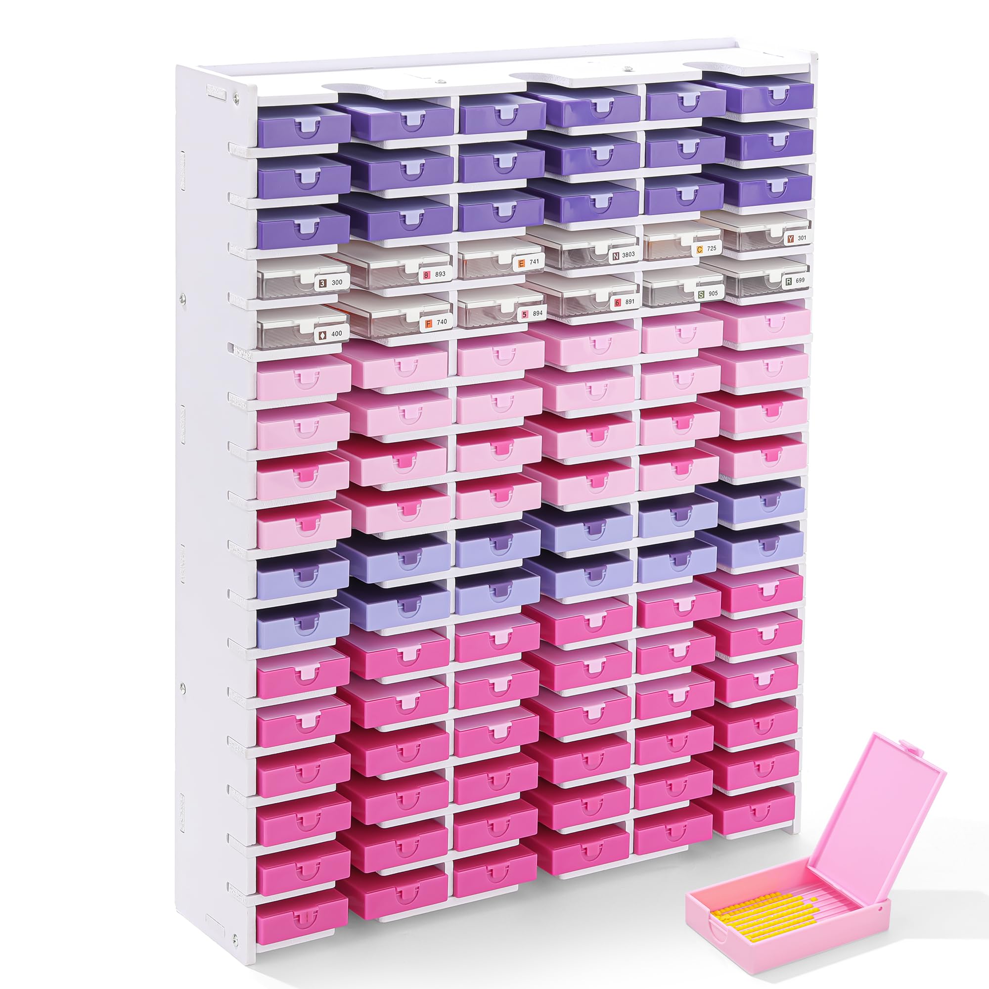 Trabricks Mate 51 Grids Diamond Painting Trays Tower Organizer, Diamond Painting Storage Accessories, Diamond Art Trays with Lids Shelf, Diamond Art Paintings Tools for DIY Craft Arts