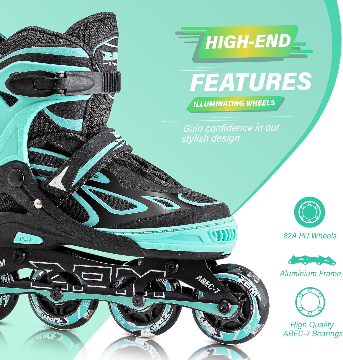2PM SPORTS Brice Pattini in Linea Regolabili, Divertente Inline Skates per Bambina e Bambino e Bambini e Ragazzi
