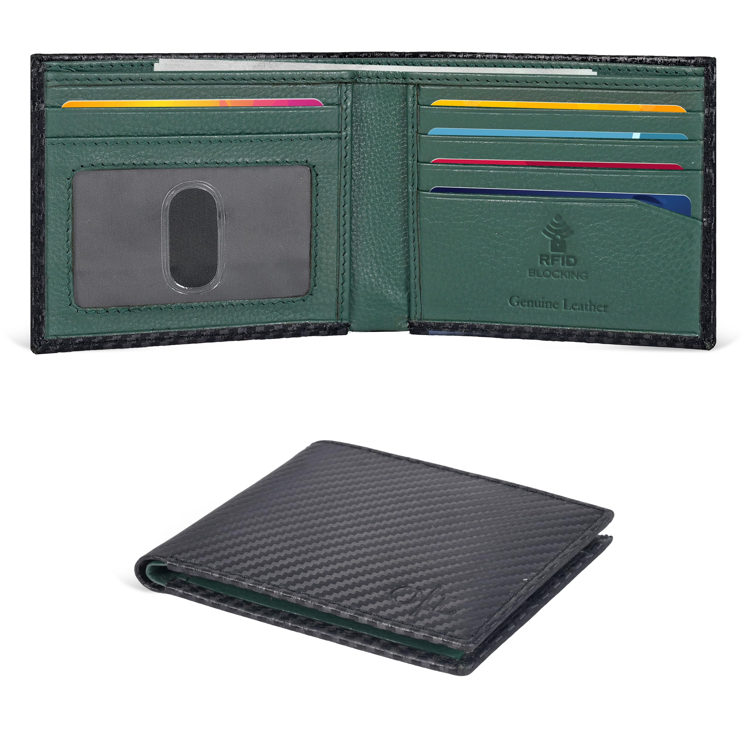 Oak Leathers Slim Leather Wallet for Men - RFID Wallets Credit Card Holder Ultra Thin Gift for Mens, Front Pocket Minimalist Design