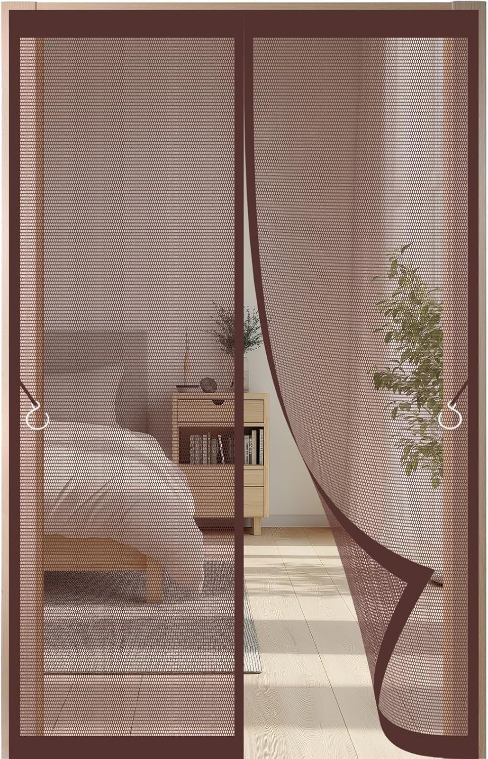 Magnetyczna Kurtyna Termoochronna Do Drzwi 95 X 210 Cm, Termoizolacyjna Zimowa Termiczna Izolacja Dymu Olejowego Wejściowych(Coffee,130x220cm)