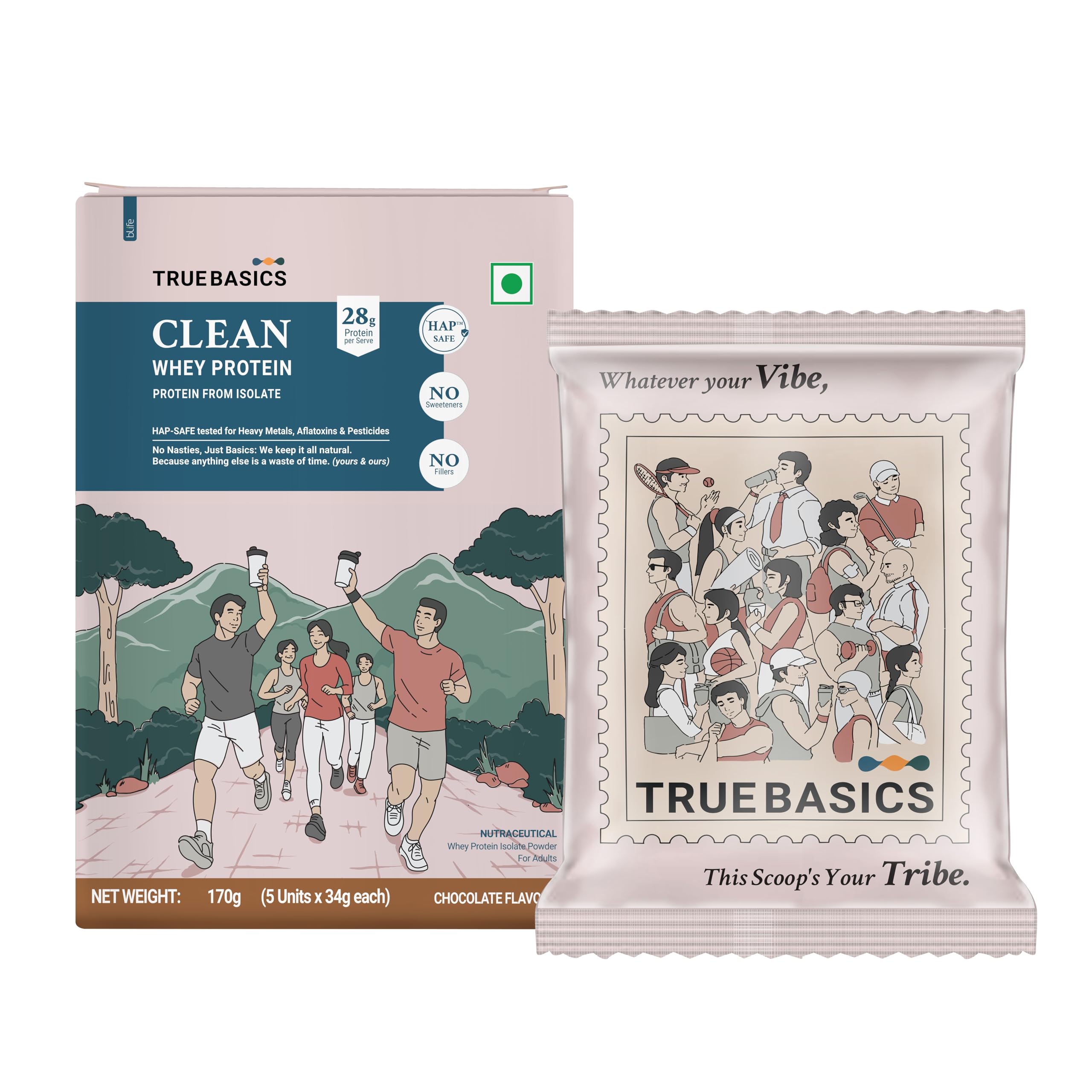 TrueBasics Clean Whey 100% Protein Isolate Powder (Chocolate, 34gx5) | 28g Protein per Sachets | Trustified Gold Certified-image-19