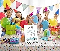 Vista 6 de Letreros de fiesta de cumpleaños de coche de carreras, tarjetas y regalos, cartel de madera de 8 x 11 con soporte, decoración de fiesta