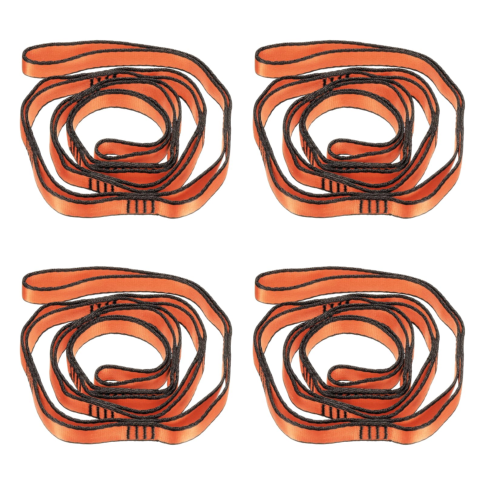 PATIKIL 51 Inch Daisy Chain Straps, 4 Pack Strong Climbing Strap Adjustable Nylon Chain Sling with 8 Loops for Aerial Yoga Hammock Swing, Orange