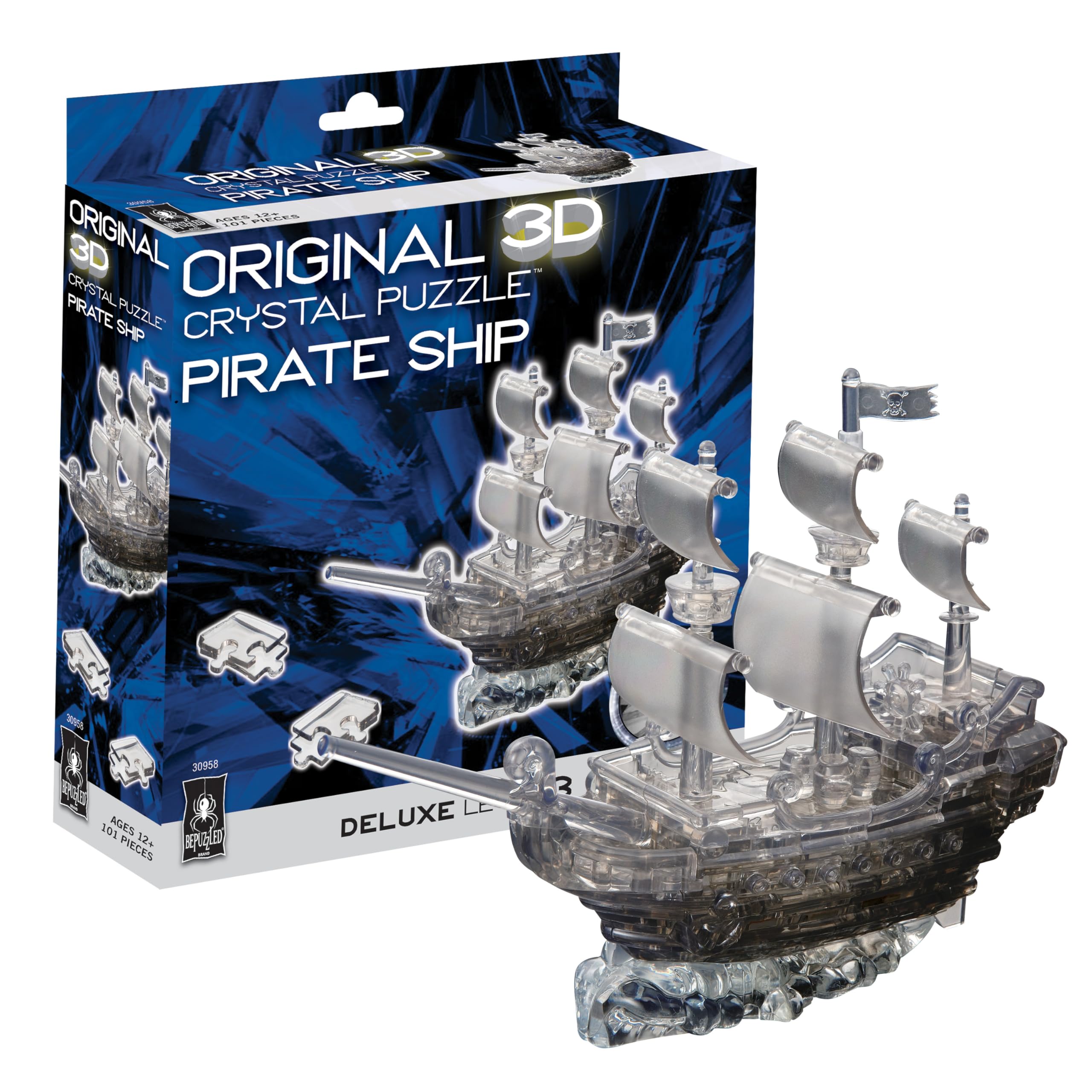 Bepuzzled Original 3D Crystal Puzzle - Deluxe Pirate Ship Black