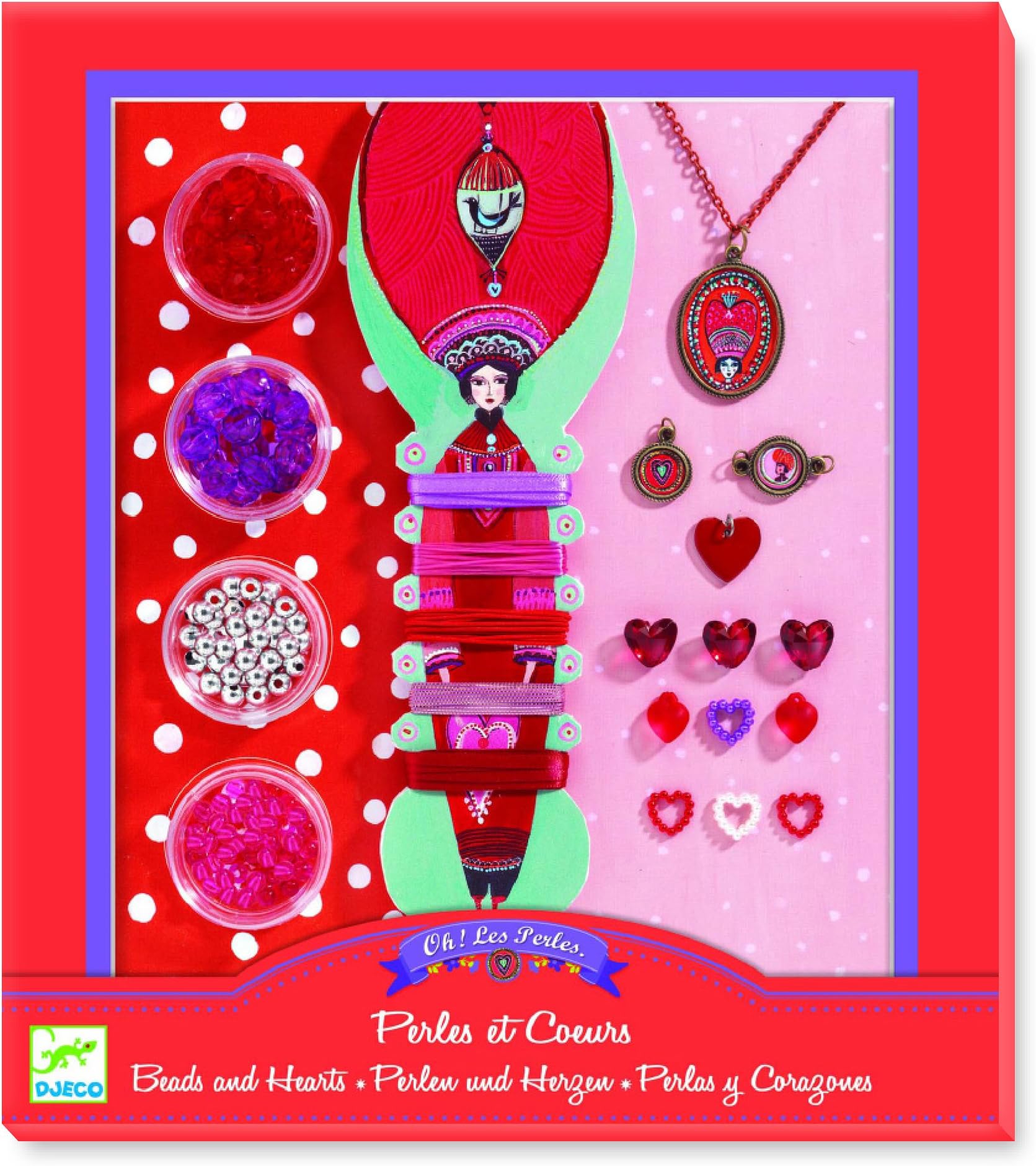 Djeco Jewelry Making Kit, Beads and Hearts