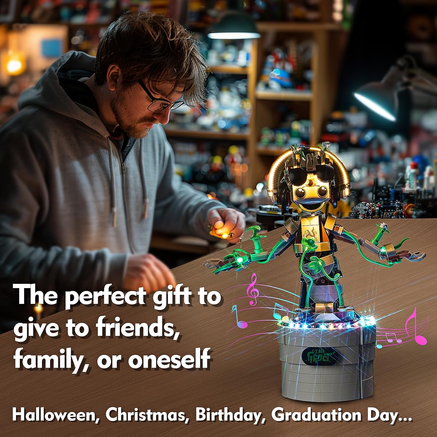 LED Lighting Compatible with Lego Dancing Groot 76297, Light Kit Compatible with Lego 76297, Giving Light to Model, NOT Included The Model Set（Music Version）