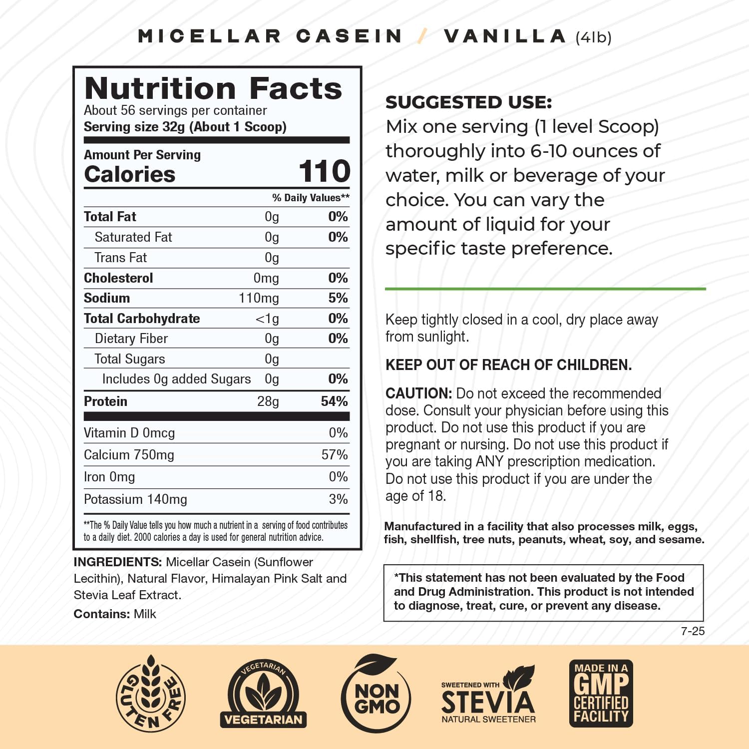 Muscle Feast Grass Fed Micellar Casein Protein Powder, Pasture Raised & Hormone Free, Slow Digesting Casein Protein - Supports Overnight Muscle Recovery, Gluten Free Protein Powder - Vanilla, 4lb