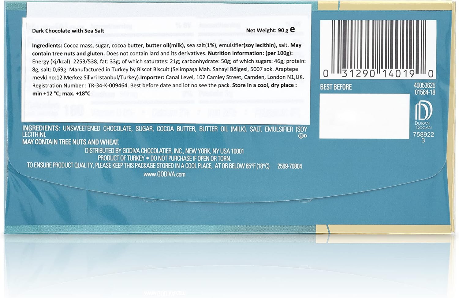 Godiva Sea Salt Dark Chocolate Mini Bars