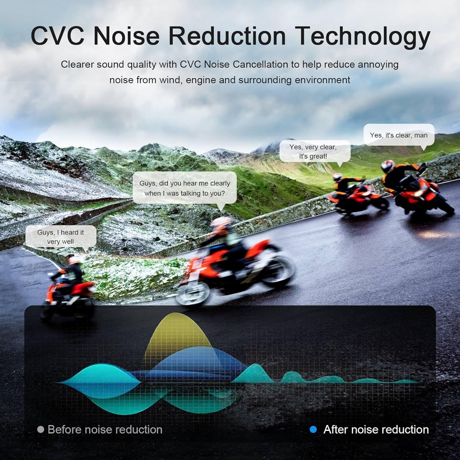 V4 Plus - Intercomunicador de auriculares Bluetooth para motocicleta, sistema de comunicación de 4 vías, resistente al agua, 1500 m, con asistente de voz, cancelación de ruido, FM (2