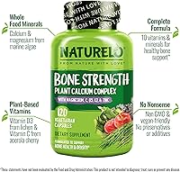 Vista 4 de NATURELO Suplemento de fuerza ósea 240 cápsulas veganas, fórmula de calcio y magnesio a base de plantas con potasio, vitaminas C, K2, D3 sin OMG