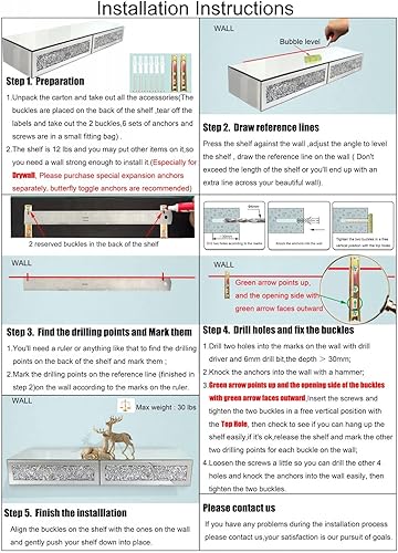 Miniatura 6 de Estante de pared con espejo para muebles con 2 cajones, escaparate flotante de diamantes de cristal, tocador decorativo de diamante triturado con