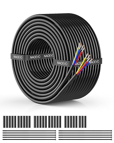 NAOEVO Cable de calibre 18, 4 conductores, cable de PVC trenzado de 4 núcleos de 18 AWG, cobre estañadobajo voltaje de 12 Vcable de extensión