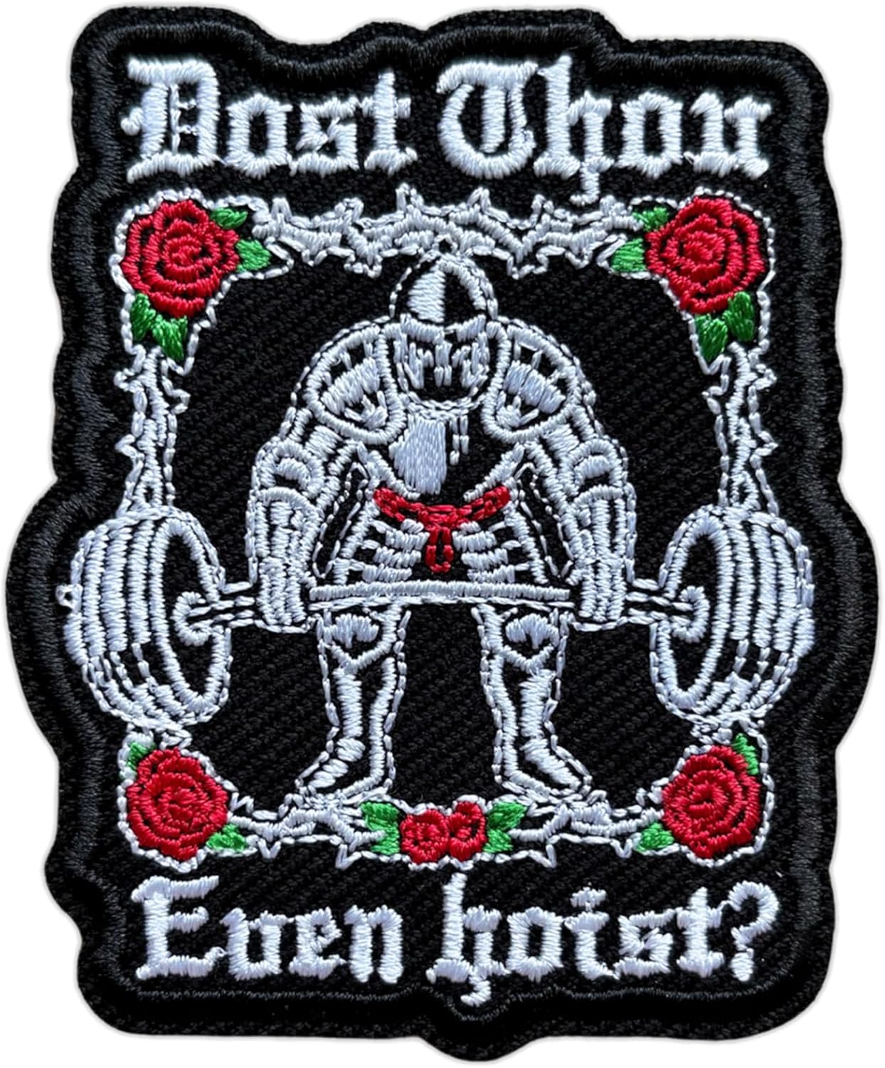 OKOMCM Dost Thou Even Hoist? 3'' Hook and Loop Embroidered Patch, Knight Workout Tactical DIY Appliques Patches for Clothes Backpacks Hats, Medieval Funny Embroidery Patches Gift for Gym Lovers