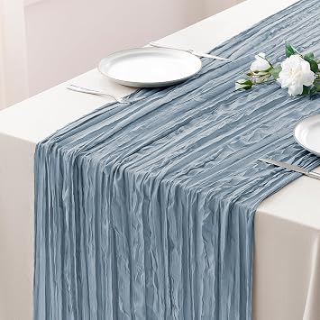 Cheesecloth Table Runner 120inch 10FT Dusty Blue Boho Rustic Gauze Cheese Cloths Runners for Thanksgiving Christmas Wedding Birthday Party Dining Table Decor Baby Shower Decorations