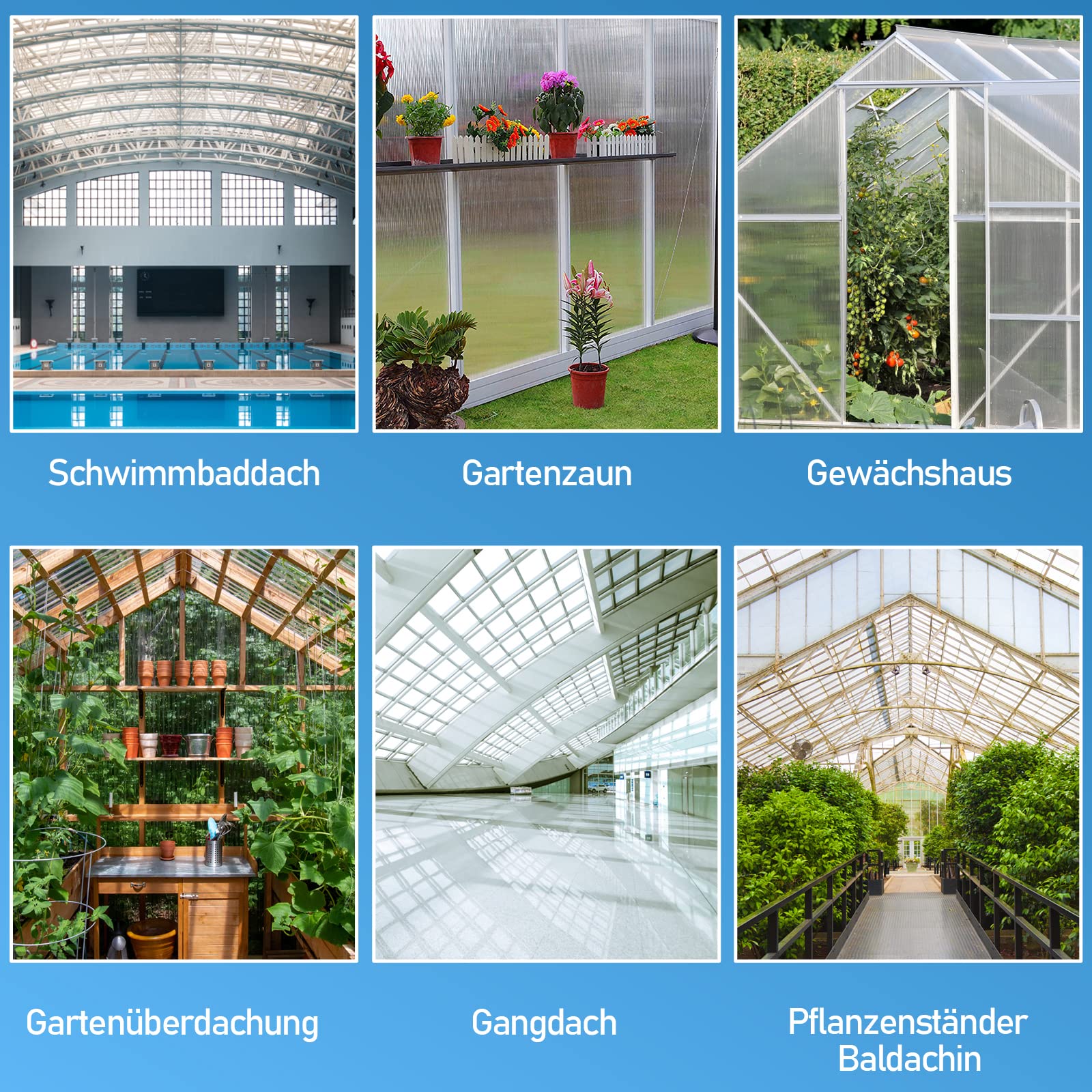 14 x poliwęglanowe płyty komorowe 4 mm, podwójna płyta komorowa, poliwęglan, 60,5 x 121 cm, 10,25 m², odporna na promieniowanie UV, do szklarni, ogrodu, płyty zastępcze