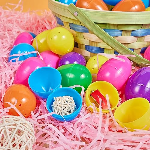 Miniatura 7 de JOYIN 200 huevos de Pascua de 2.3 pulgadas, huevos de plástico vacíos rellenables coloridos y brillantes a granel para caza de Pascua, golosinas de