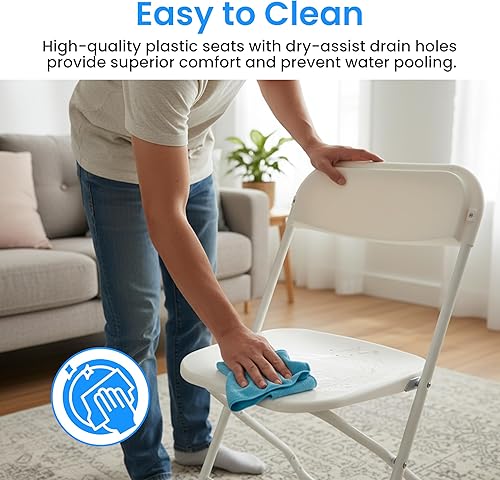Miniatura 5 de Simple Deluxe Paquete de 6 sillas plegables de plástico, sillas portátiles plegables apilables con marco de metal de capacidad de 330 libras, para