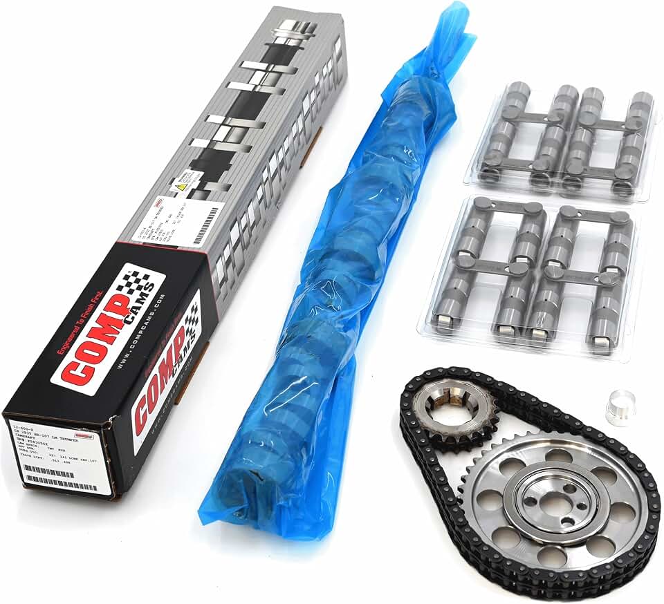 COMP Cams 12-600-8 Thumpr Hydraulic Roller Camshaft Kit w/Redline Retro-Fit Lifters & Billet Timing Set for Chevy SBC 283 305 327 350 400 — Lopey Idle Street Cam 227/241 @.050" .511"/.497" 107° LSA