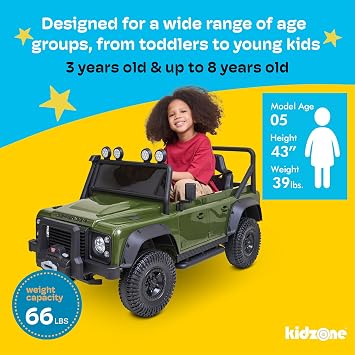 Kidzone Licensed Land Rover Defender 110 SVX 12V Ride On Car for Kids Ages 38, Electric SUV Toy with Parent Remote Control, Bluetooth Music, LED Headlights, Off-Road Wheels, Pink