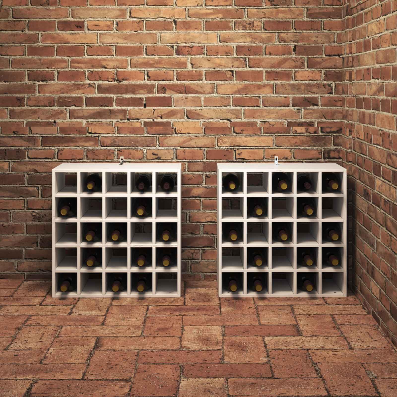 2-częściowy regał na wino z litego drewna sosnowego w kolorze białym, 56 x 25 x 56 cm, prostokątny stojak na wino z miejscem do przechowywania, do kuchni, salonu, systemu szafki barowej