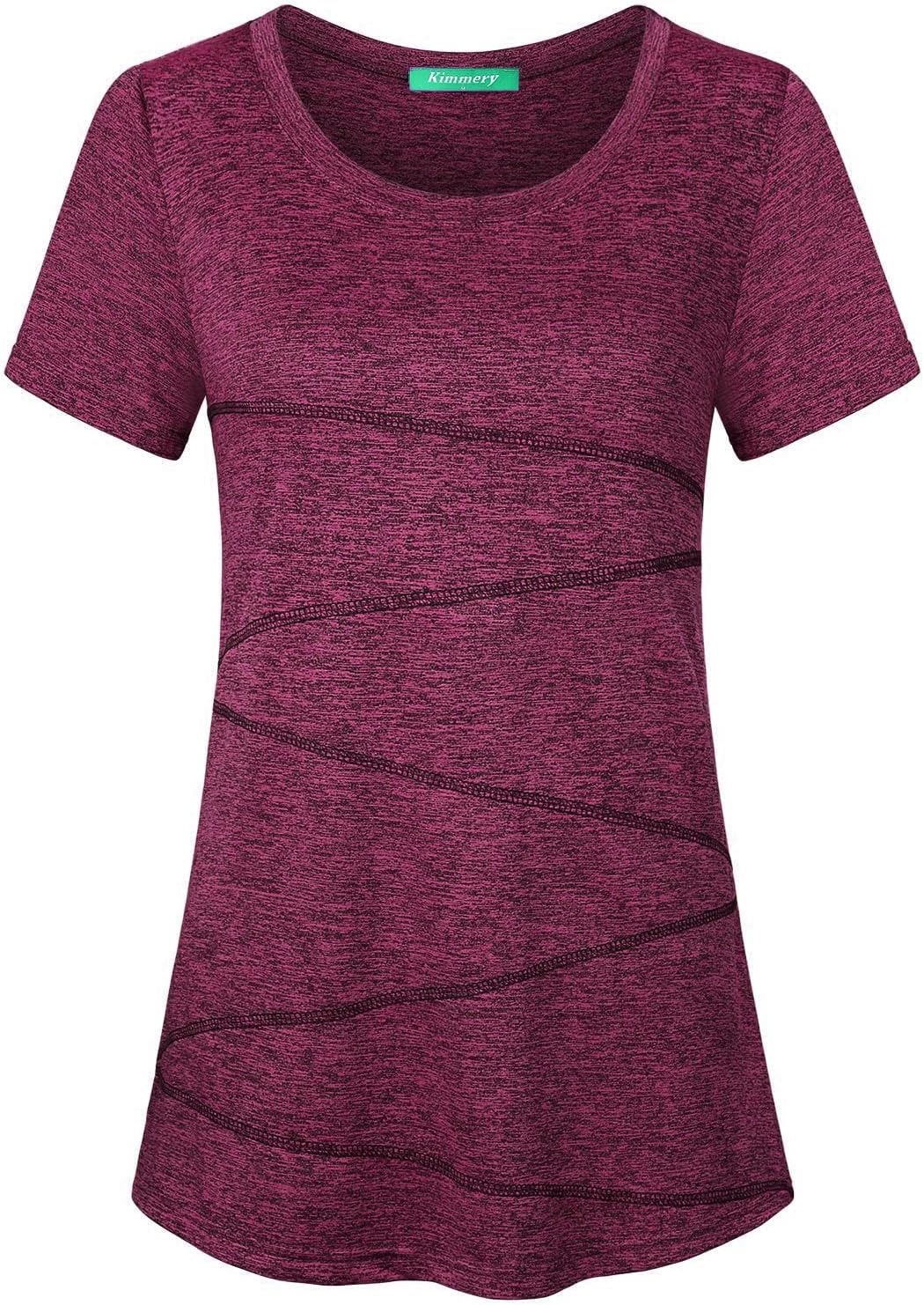 女性用ワークアウトトップス 半袖シャツ 速乾ライン 装飾 ヨガトップス